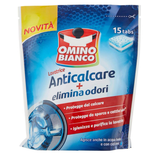 Таблетки для прання Omino Bianco Anticalcare + Elimina Odori, 15 шт